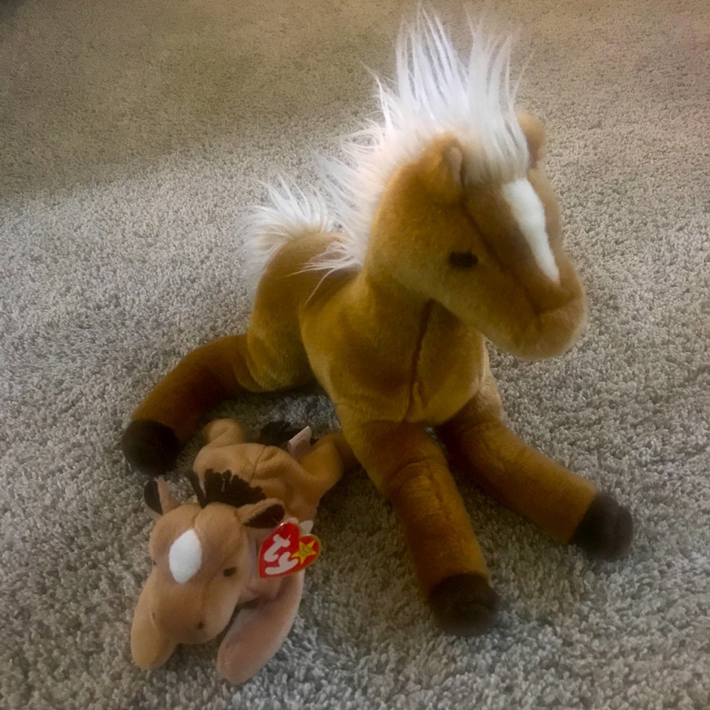 Like New Ty and Douglas Cuddle Toys Plush Stuffed Animals Horses - Ty Derby 1995